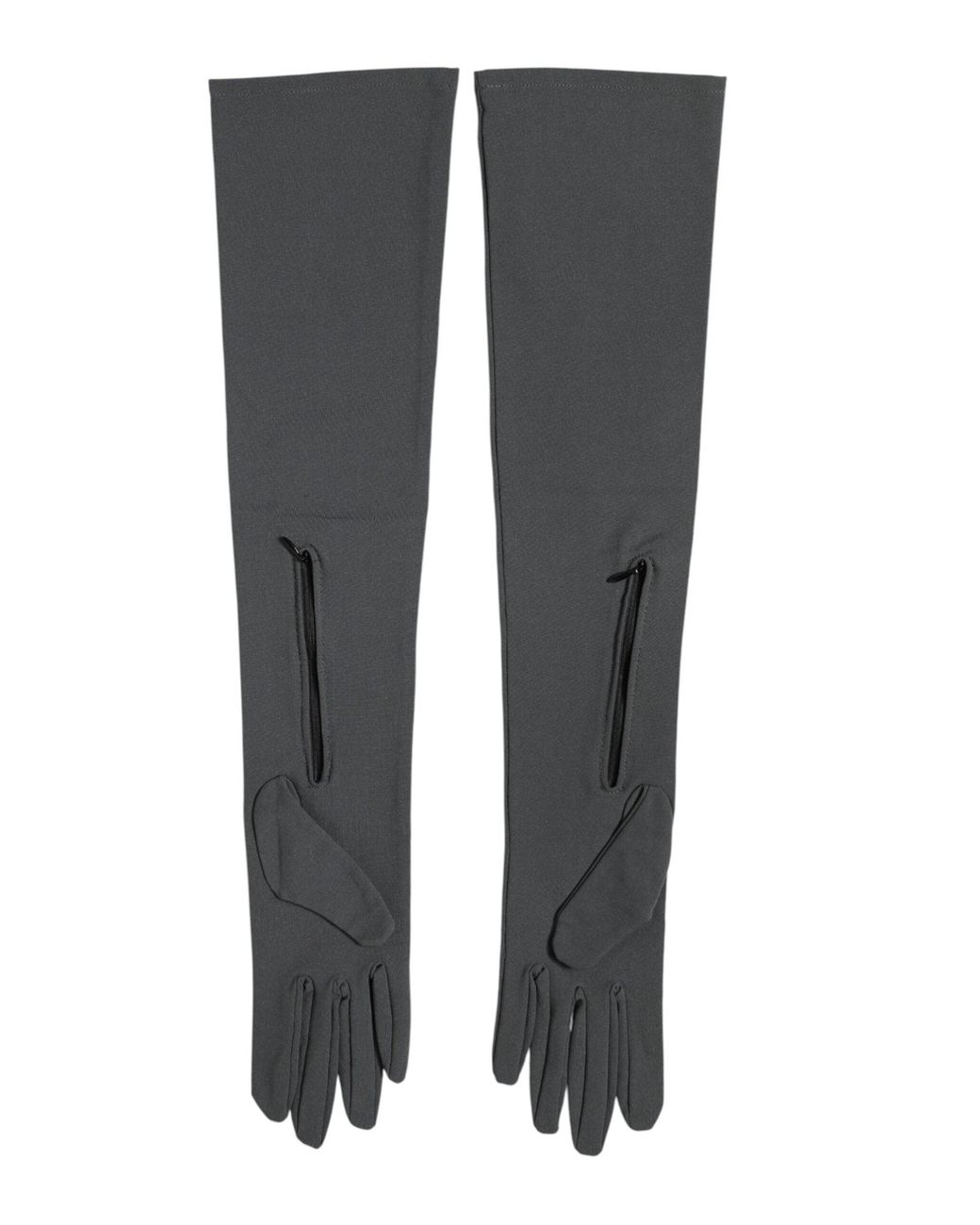 Dolce & Gabbana Dark Gray Viscose Elbow Length Mitten Men Gloves for men