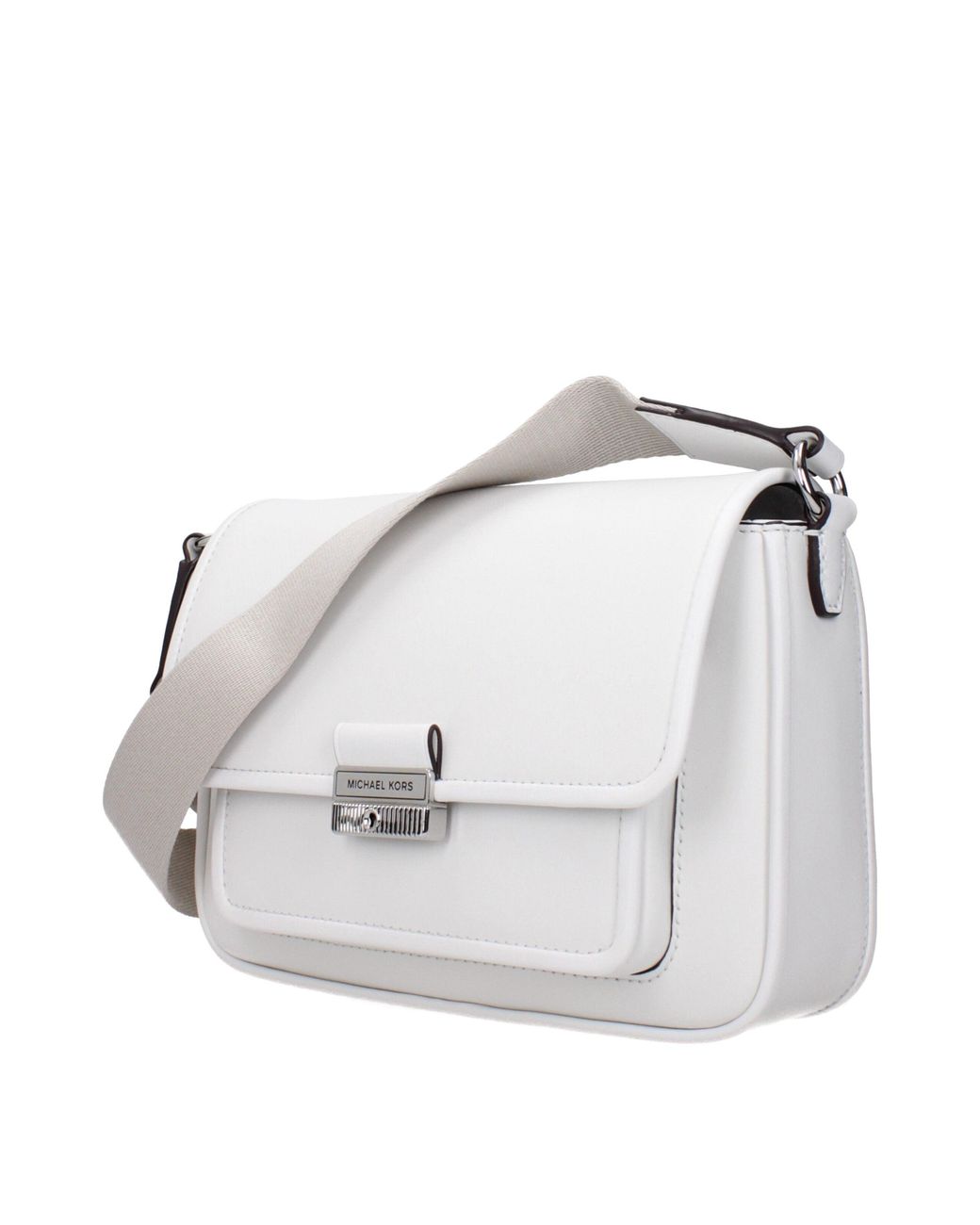 Michael Kors White Bradshaw Crossbody Bag Leather/Optical