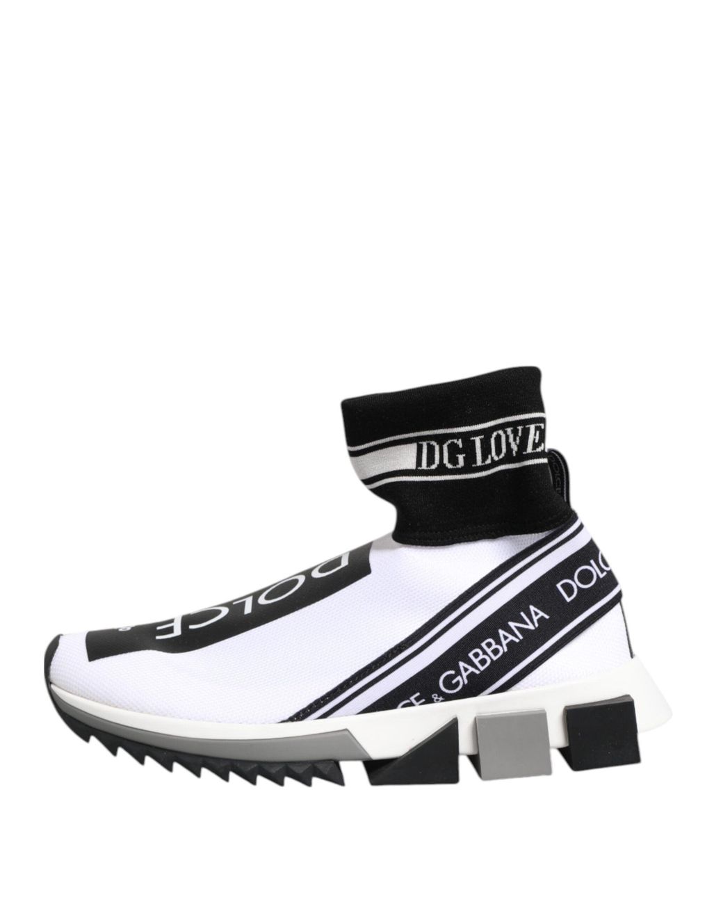 Dolce & Gabbana White Sock Sneaker Logo Detail