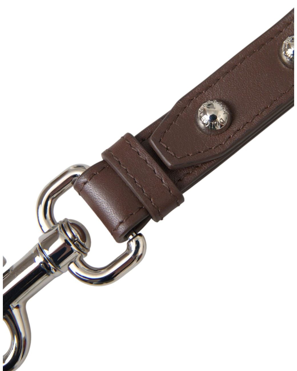 Dolce & Gabbana Metallic Plain Leather Brass Keyring Holder Keychain