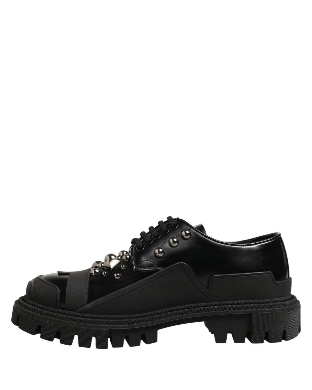 Dolce & Gabbana Black Calfskin Leather Trekking Derby Shoes for men