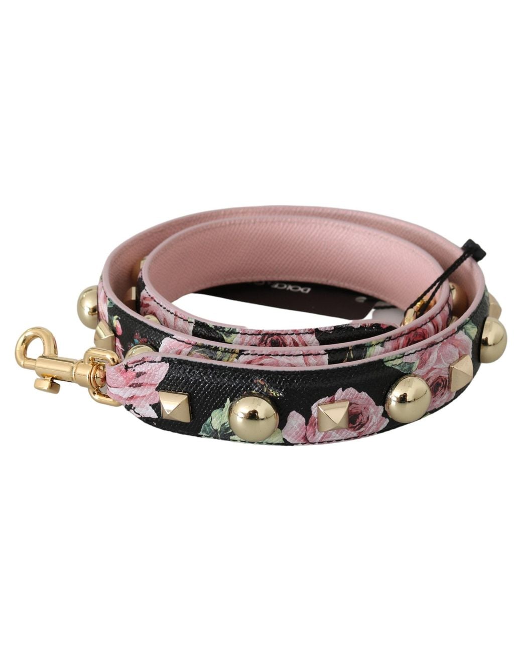 Dolce & Gabbana Black Elegant Floral Leather Shoulder Strap
