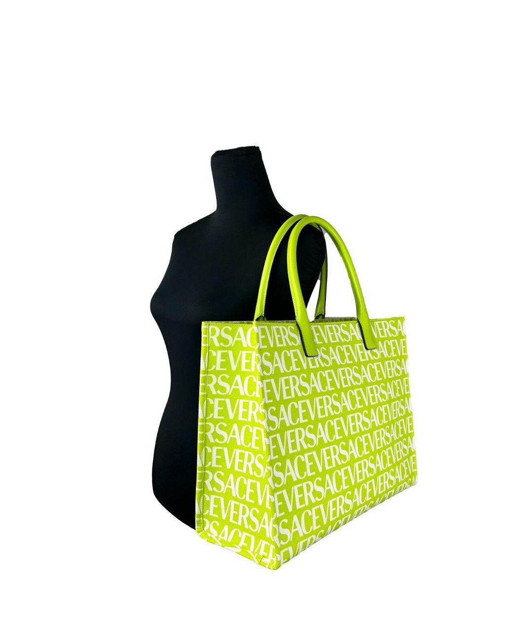 Versace Green Medusa Large Canvas Tote Bag