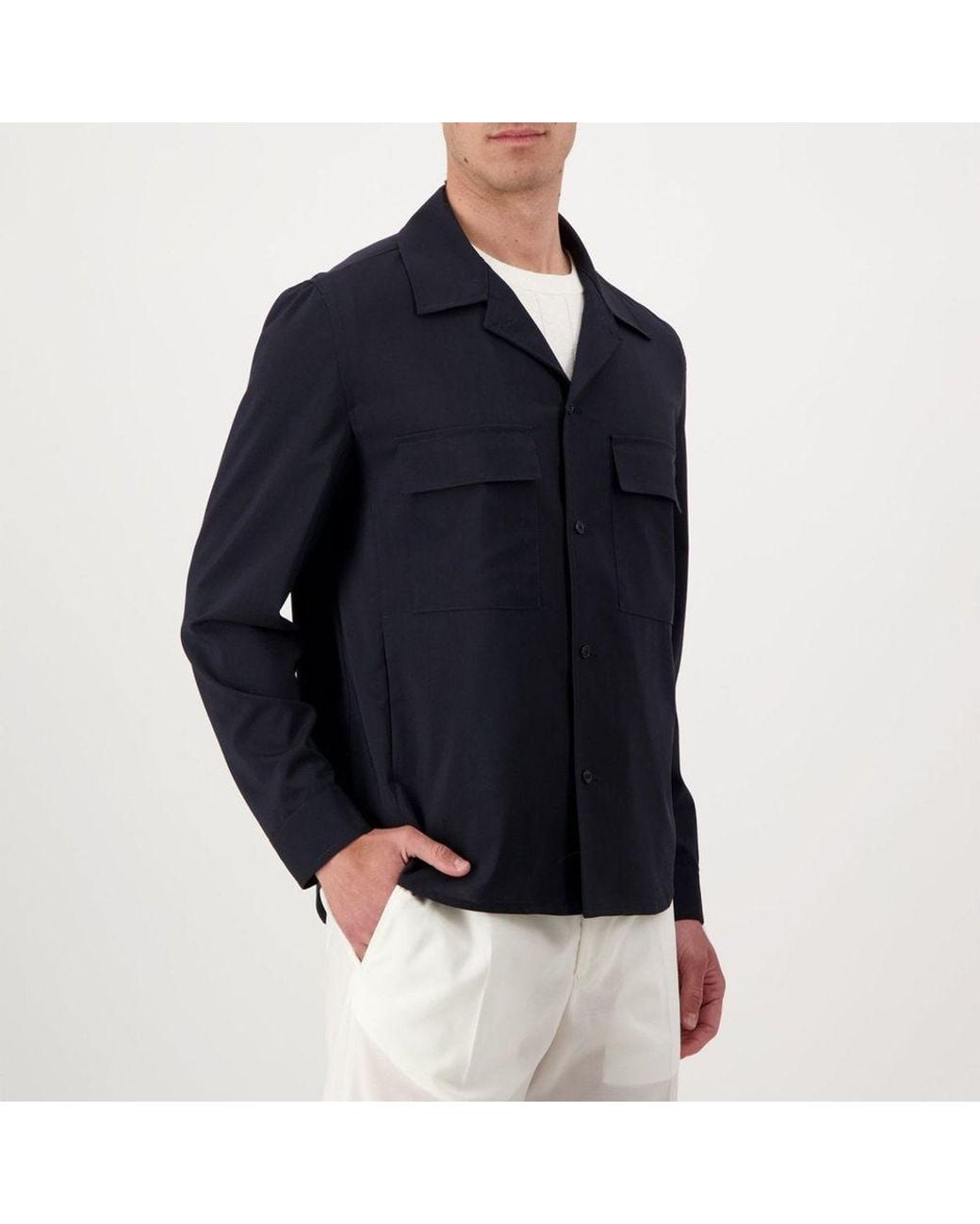 AUTORE Navy Blue Virgin Wool Jacket for men