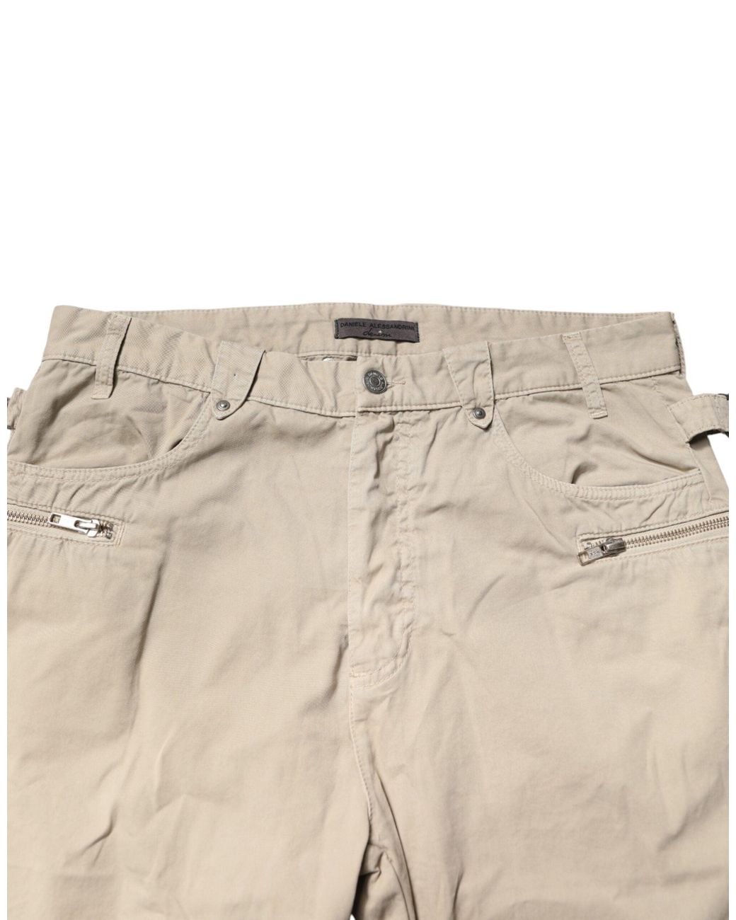 Daniele Alessandrini Natural Beige Cotton Mid Waist Straight Men Denim Jeans for men