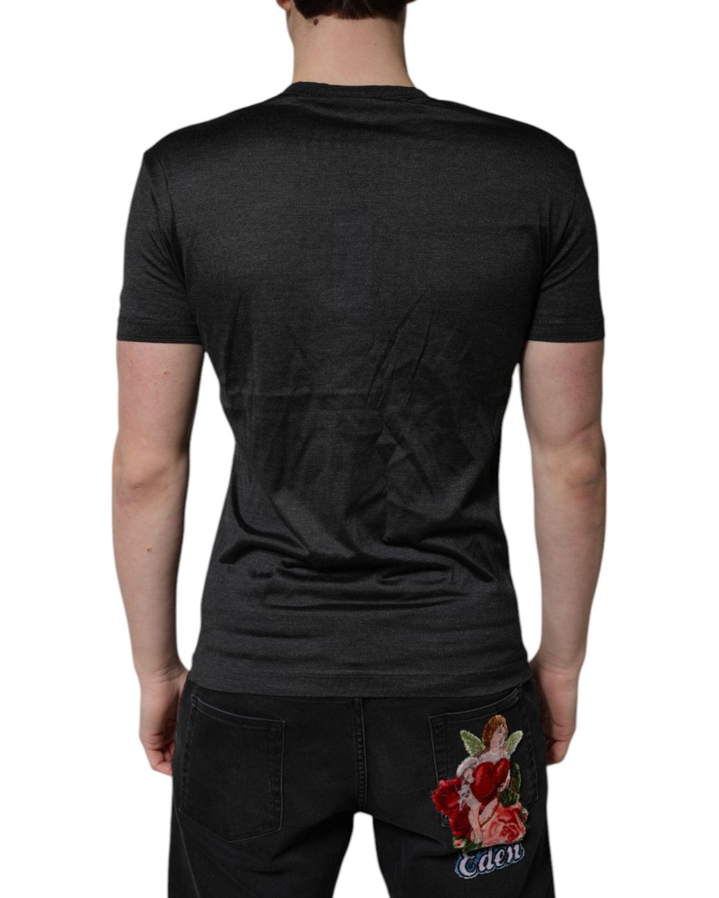 Dolce & Gabbana Black Vneck Short Sleeve Tshirt for men