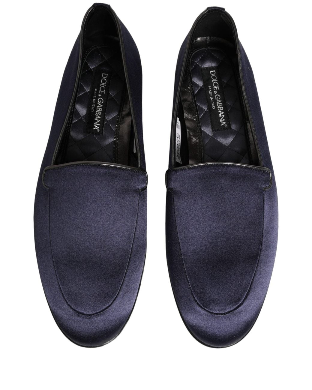 Dolce & Gabbana Blue Satin Logo Slip On Flats Loafers Shoes for men