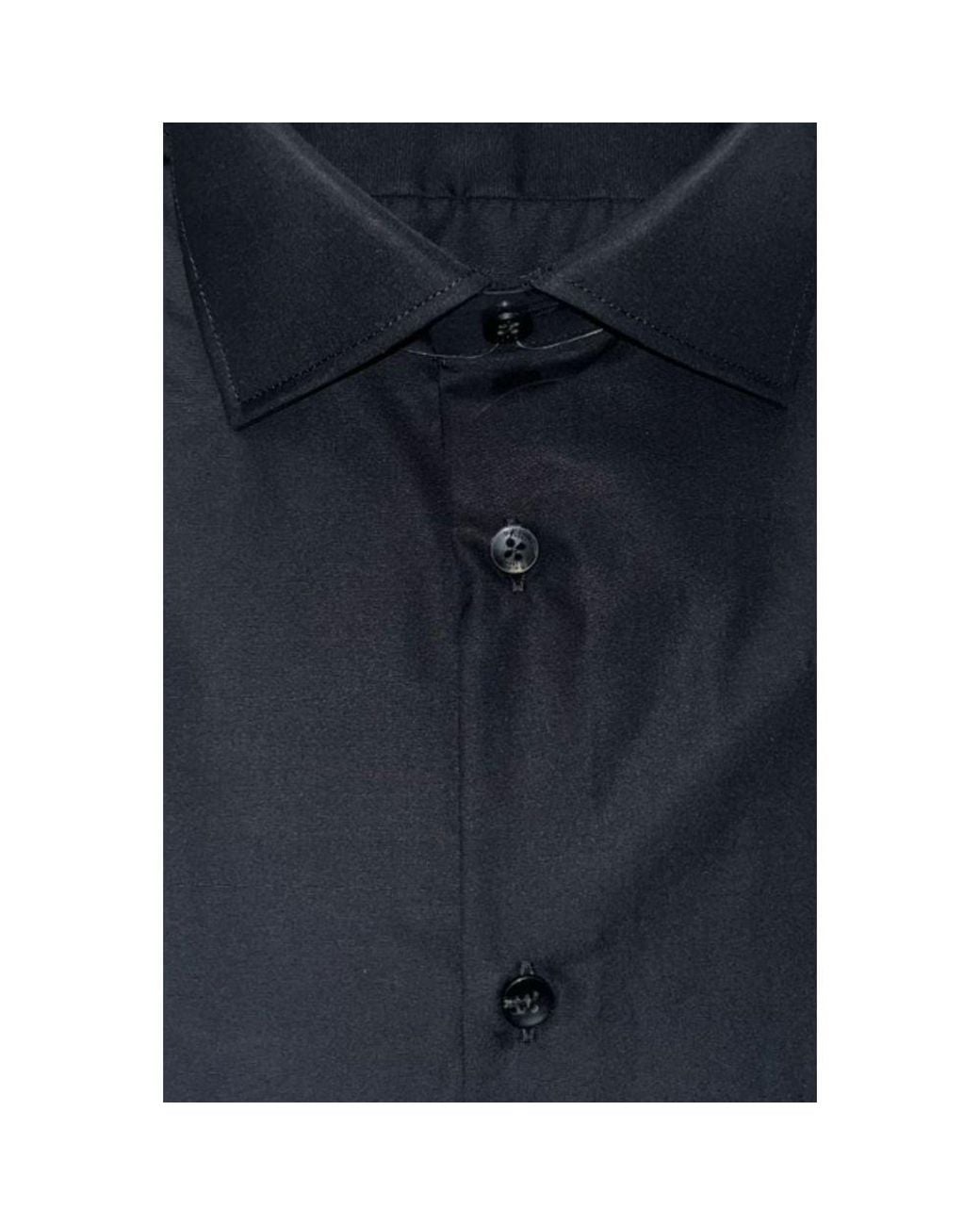 Baldinini Blue Black Cotton Men Shirt for men