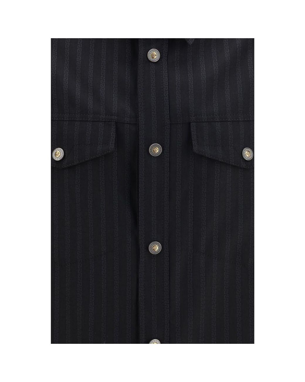 Versace Blue Black Wool Oves Aries Pattern Shirt for men