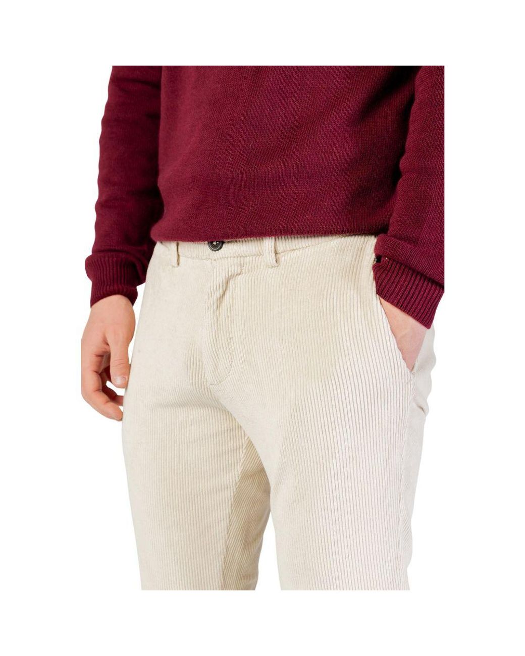 Borghese Red Beige Cotton Pants for men