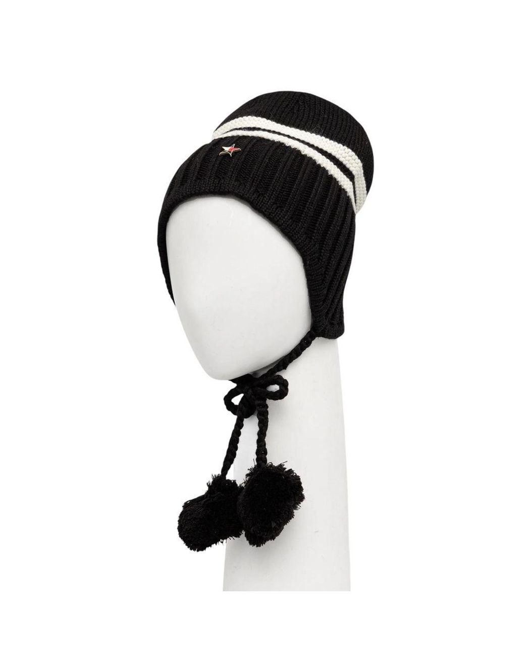 Tommy Hilfiger Black And White Recycled Wool Cap (baseball Hat)