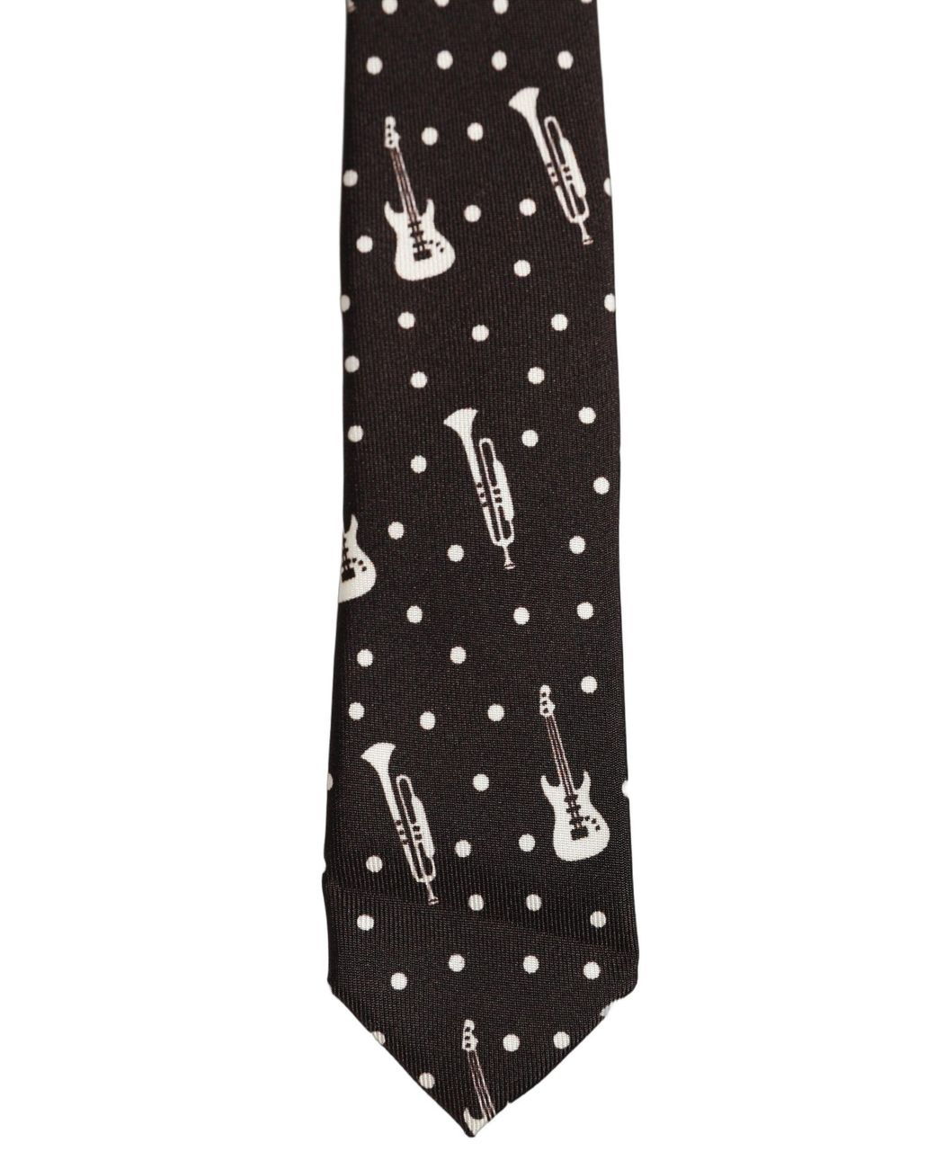 Dolce & Gabbana Black Musical Instrument Silk Adjustable 'Sd Neckmen's Tie for men