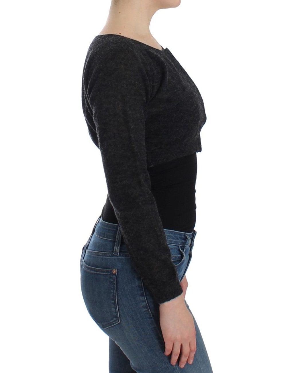 Ermanno Scervino Black Chic Cropped Alpaca Wool Sweater