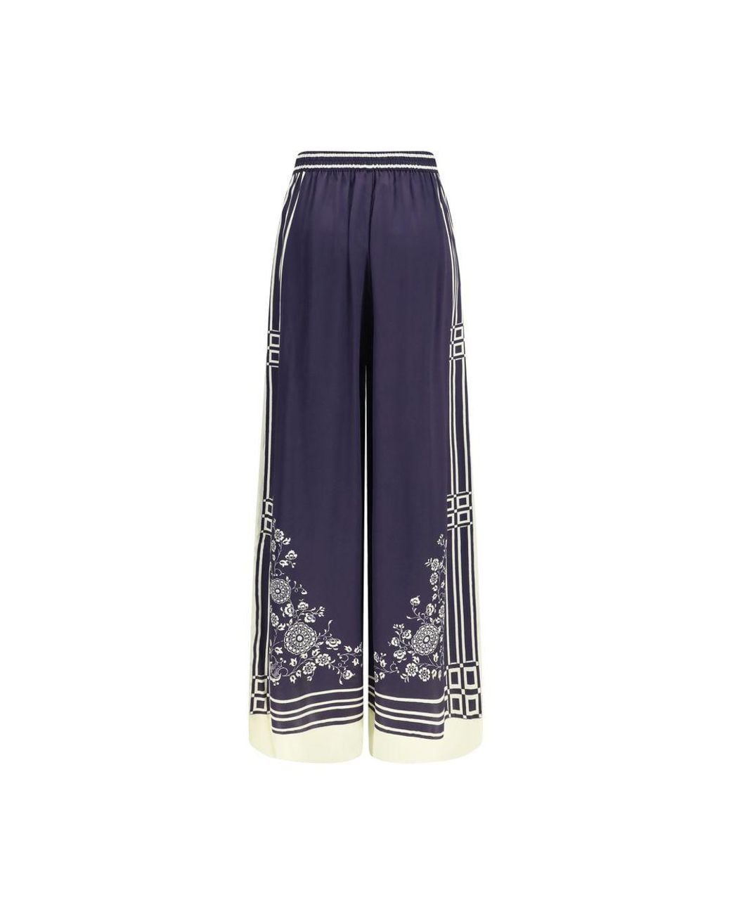 ALÉMAIS Blue Silk Casual Pants