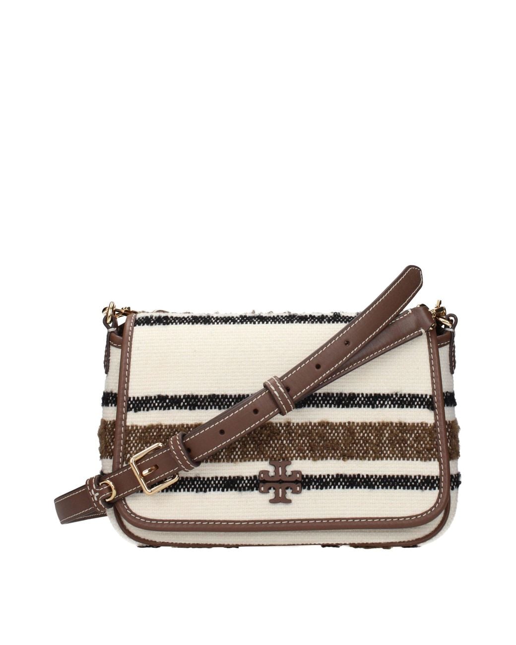 Tory Burch Gray Beige Fabric Crossbody Bag