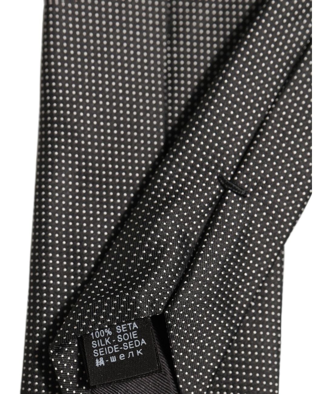 Dolce & Gabbana Black Silk Micro Polka Dot Adjustable Tied Necktie Tie for men