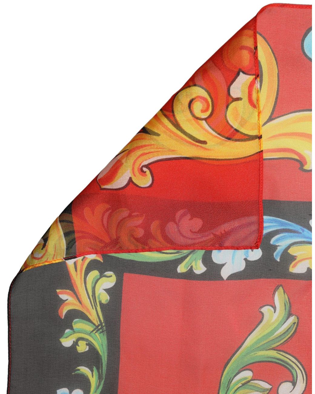 Dolce & Gabbana Orange Multicolor Silk Printed Square Foulard Scarf