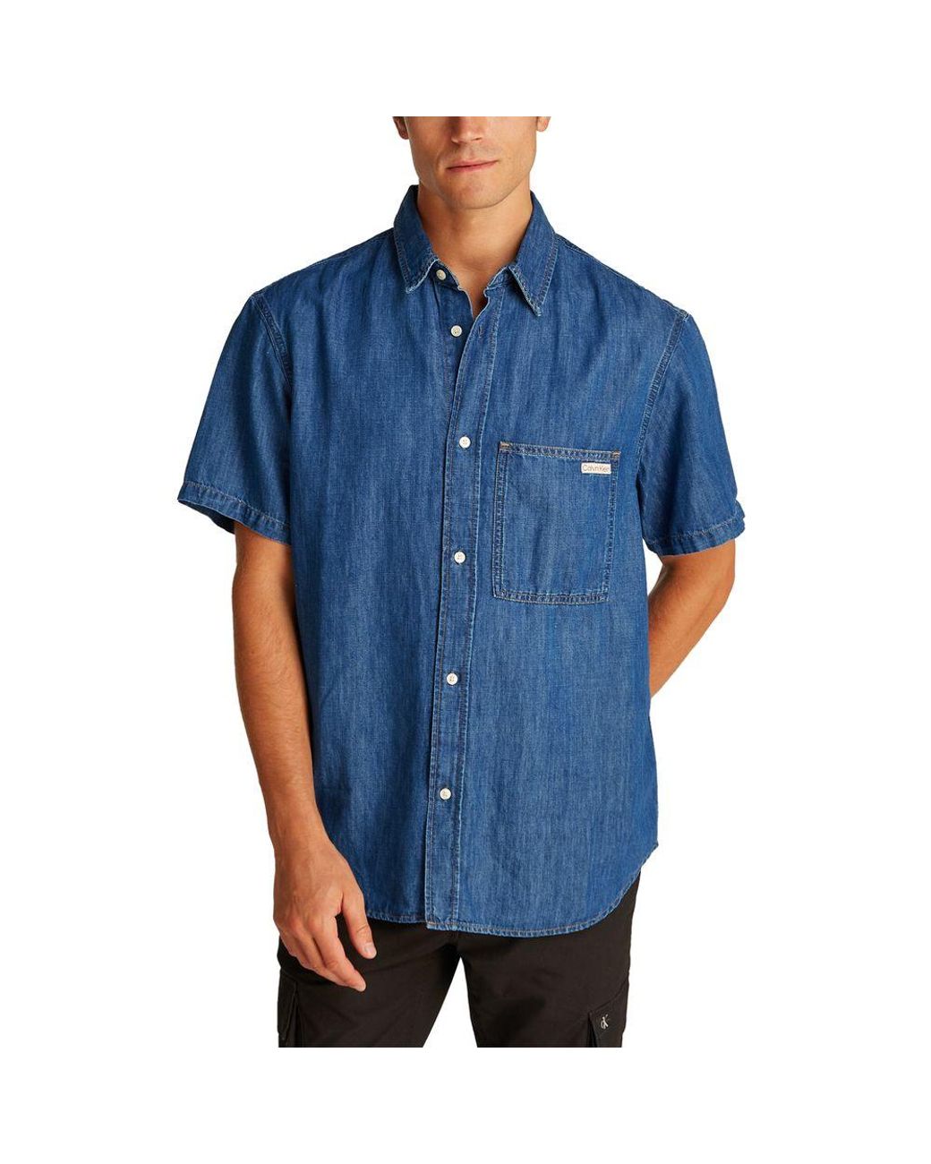 Calvin Klein Blue Cotton Shirt for men