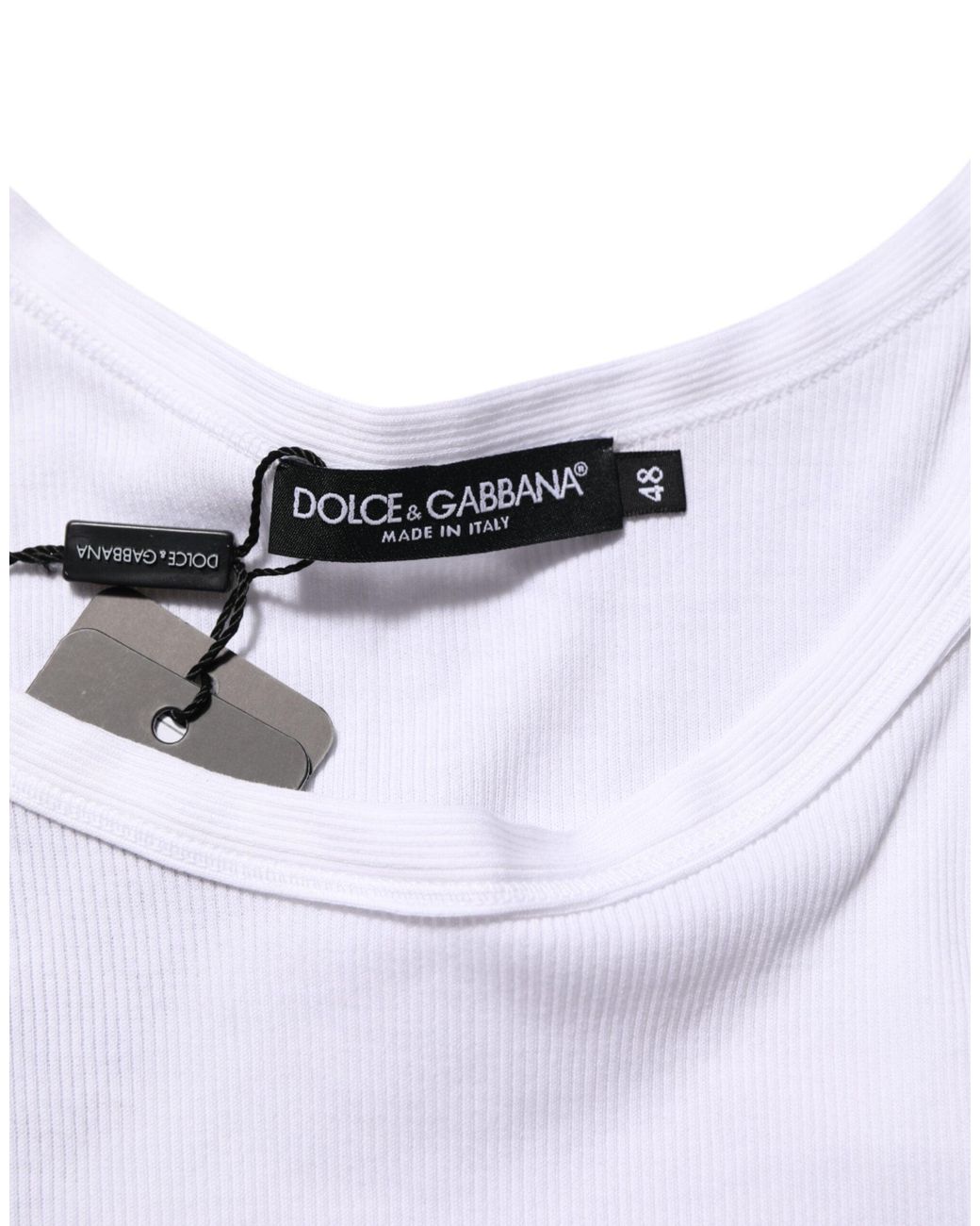 Dolce & Gabbana White Ribbed Tank Top for men