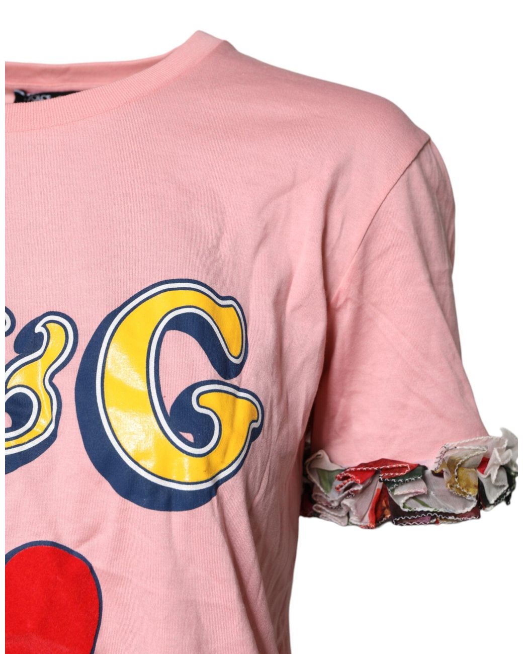 Dolce & Gabbana Pink Logo Print Cotton Crew Neck Tee T for men
