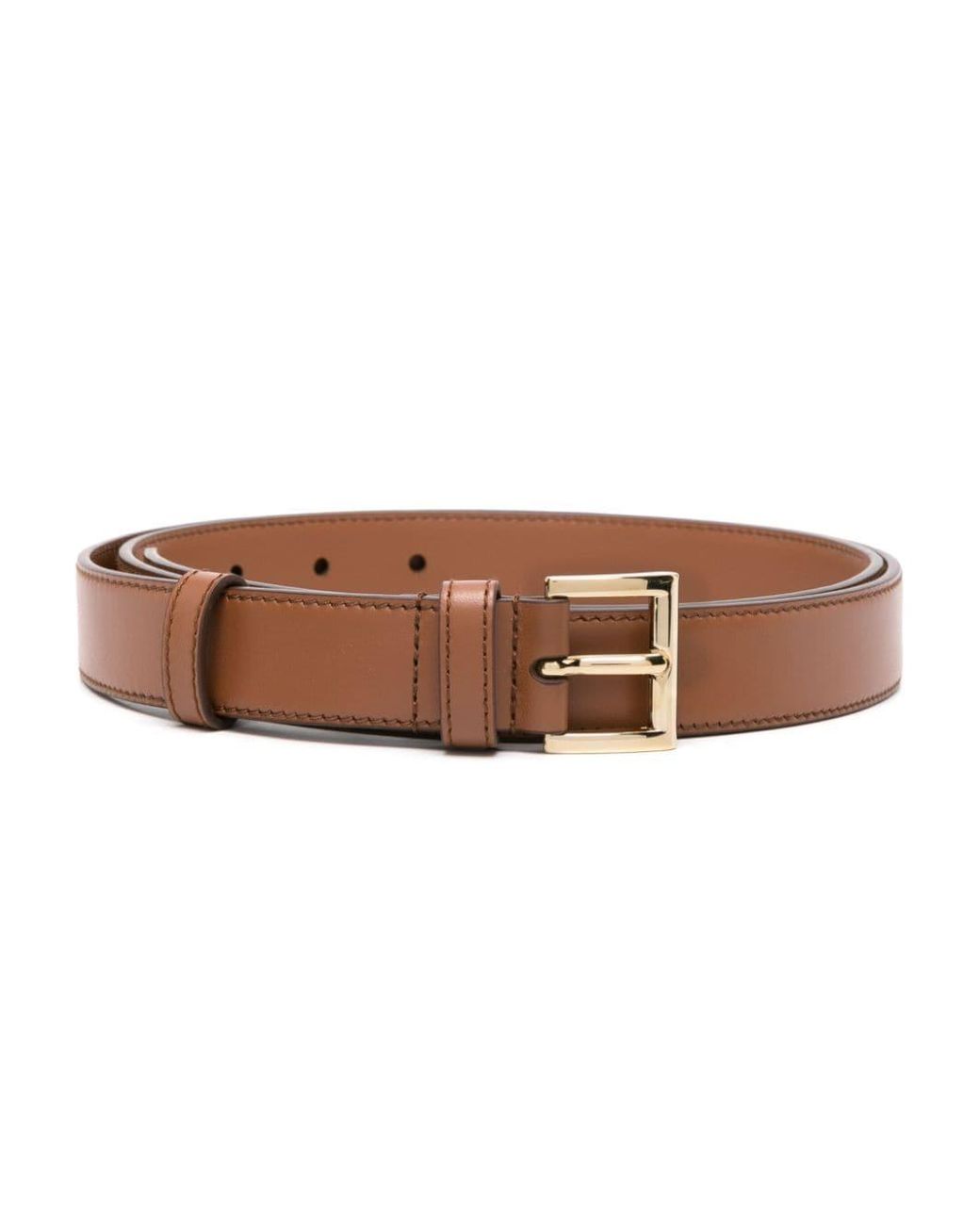 Prada Brown Logo Plaque Leather Belt
