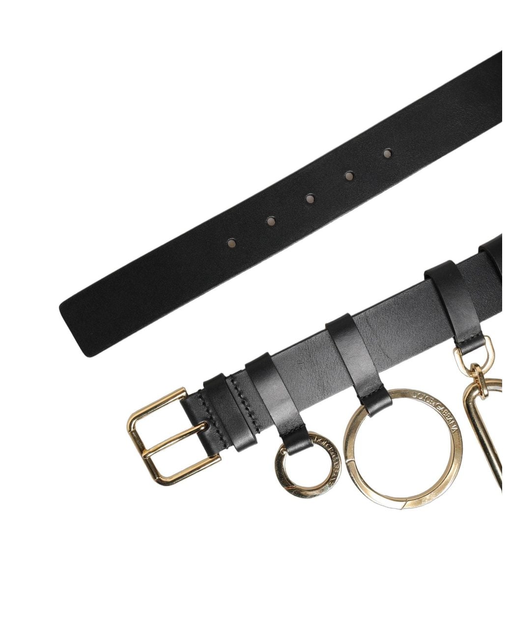 Dolce & Gabbana Black Calf Leather Gold Metal Buckle Men Belt for men