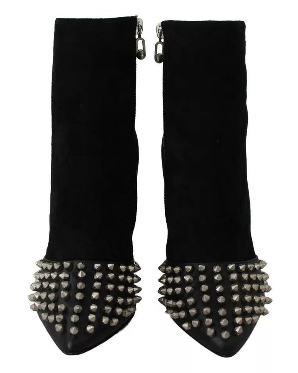 Philipp Plein Black Studded Heels Ankle Boots Shoes