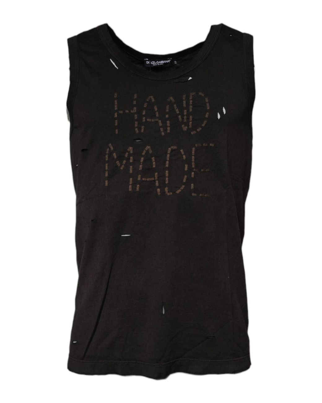 Dolce & Gabbana Black Handmade Distressed Tank Top for men