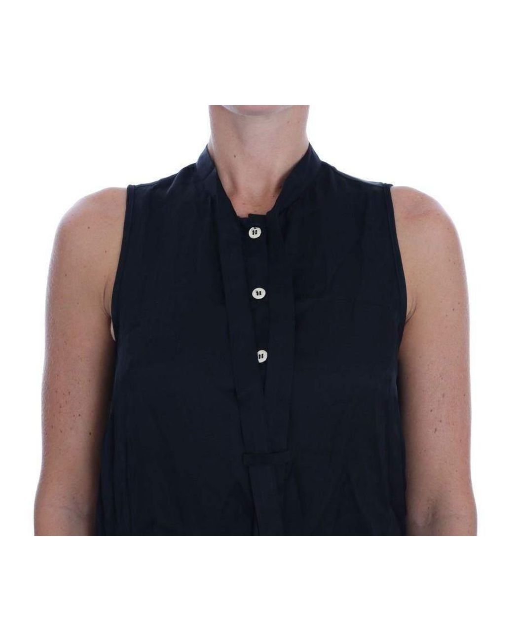 Versace Jeans Black Sleeveless Viscose Blouse Top