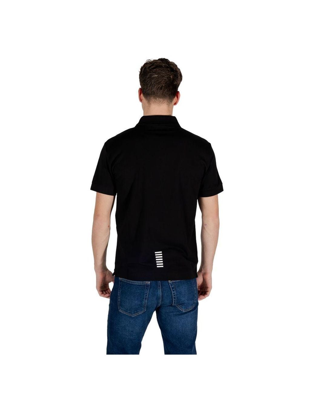 EA7 Black Cotton Polo Shirt for men
