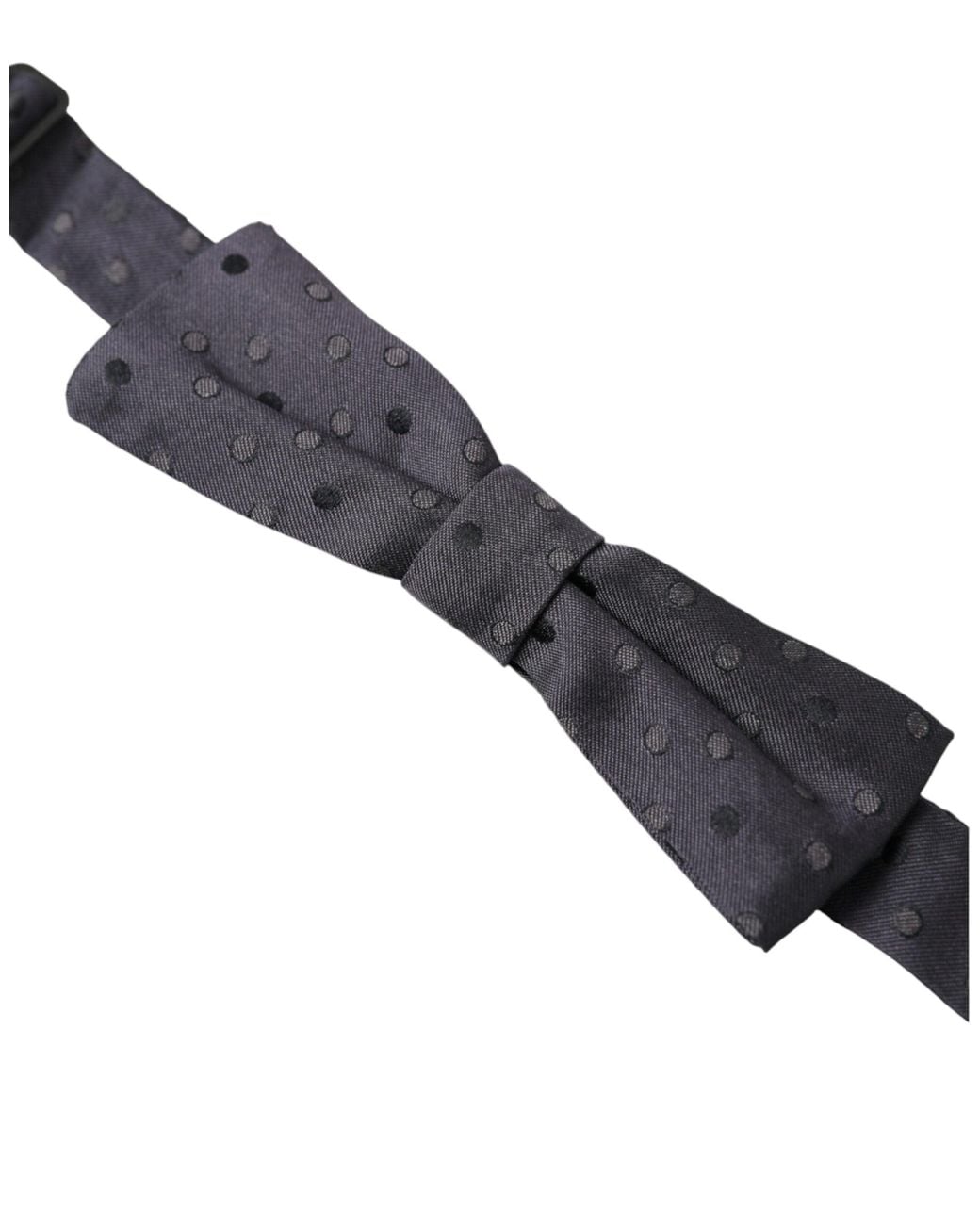 Dolce & Gabbana White Polka Dot Silk Adjustable Neck Papillon Bow Tie for men