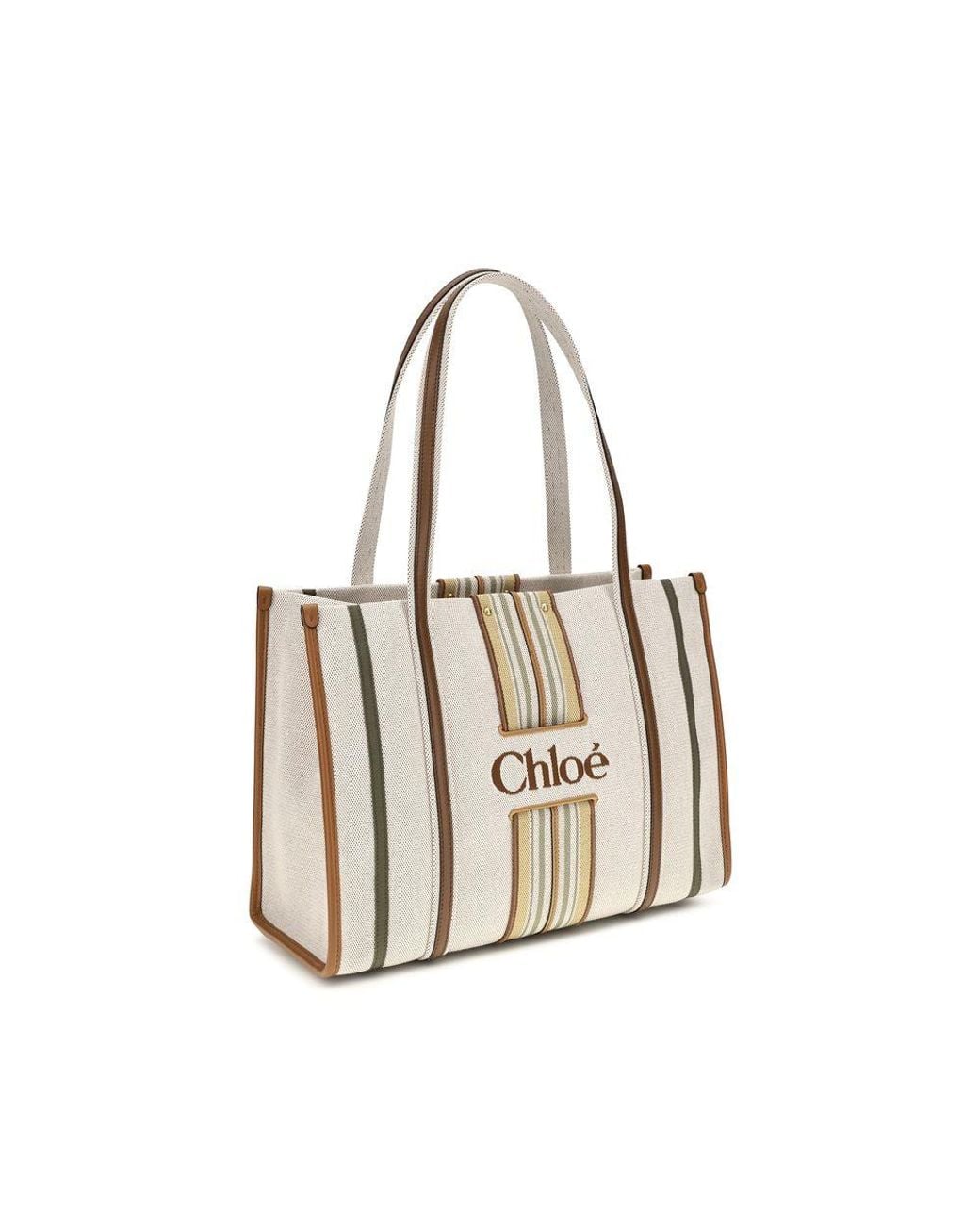 Chloé White Beige Cotton Shoulder Bag