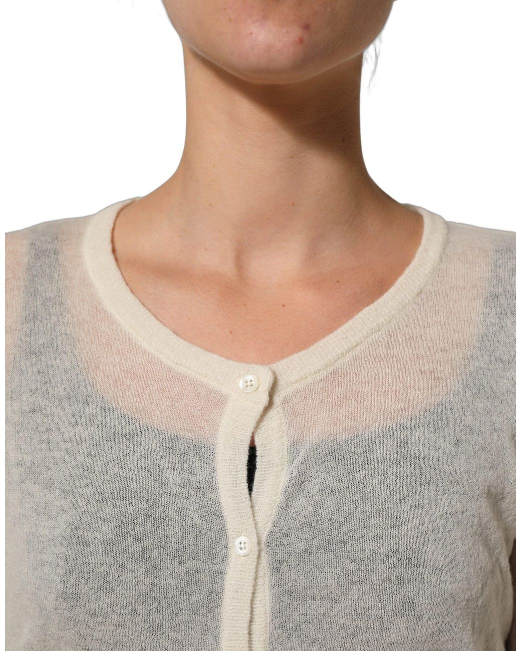 Ermanno Scervino Natural Knit Cropped Wool Cardigan Sweater Clothing