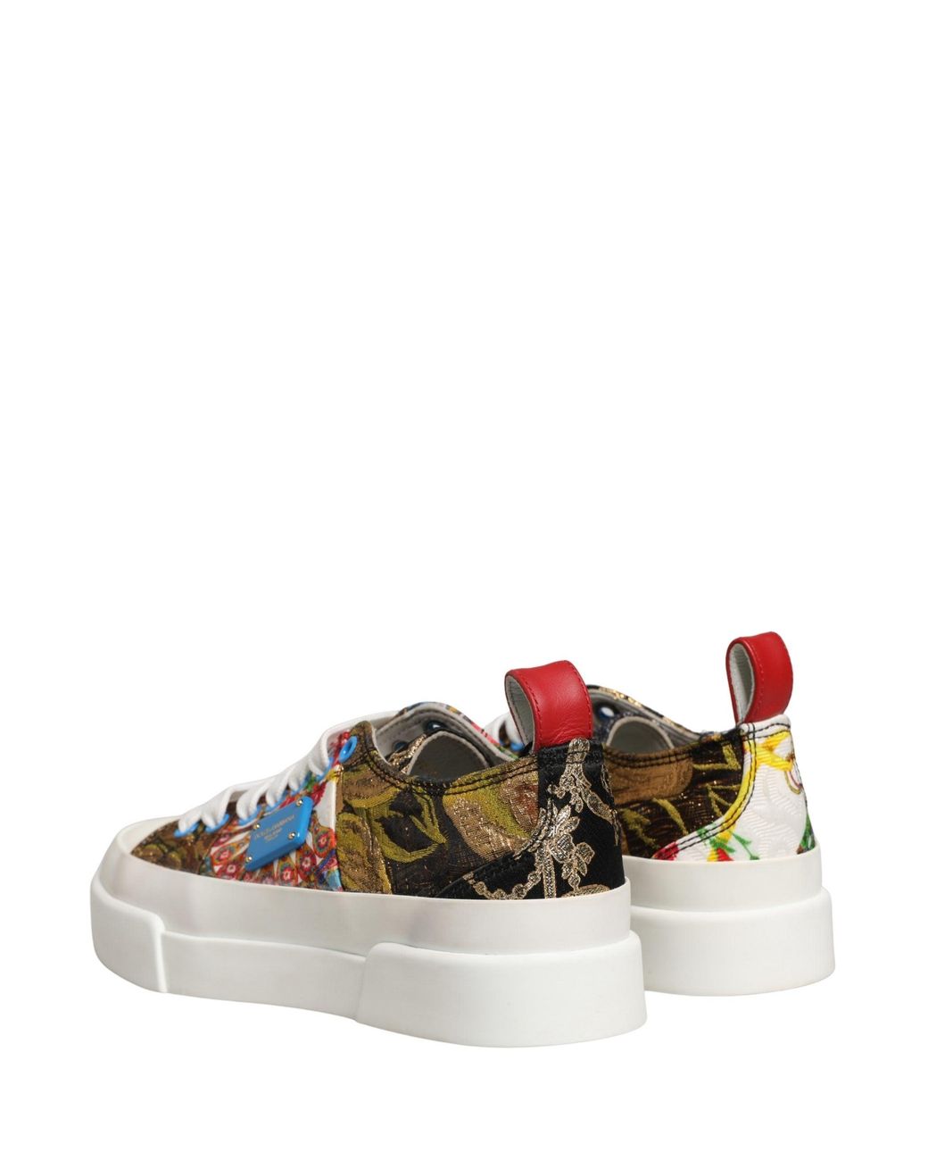 Dolce & Gabbana White Patchwork Low Top Sneakers Shoes