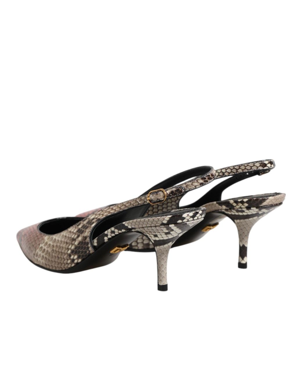 Dolce & Gabbana Brown Leather Heels Slingback Shoes