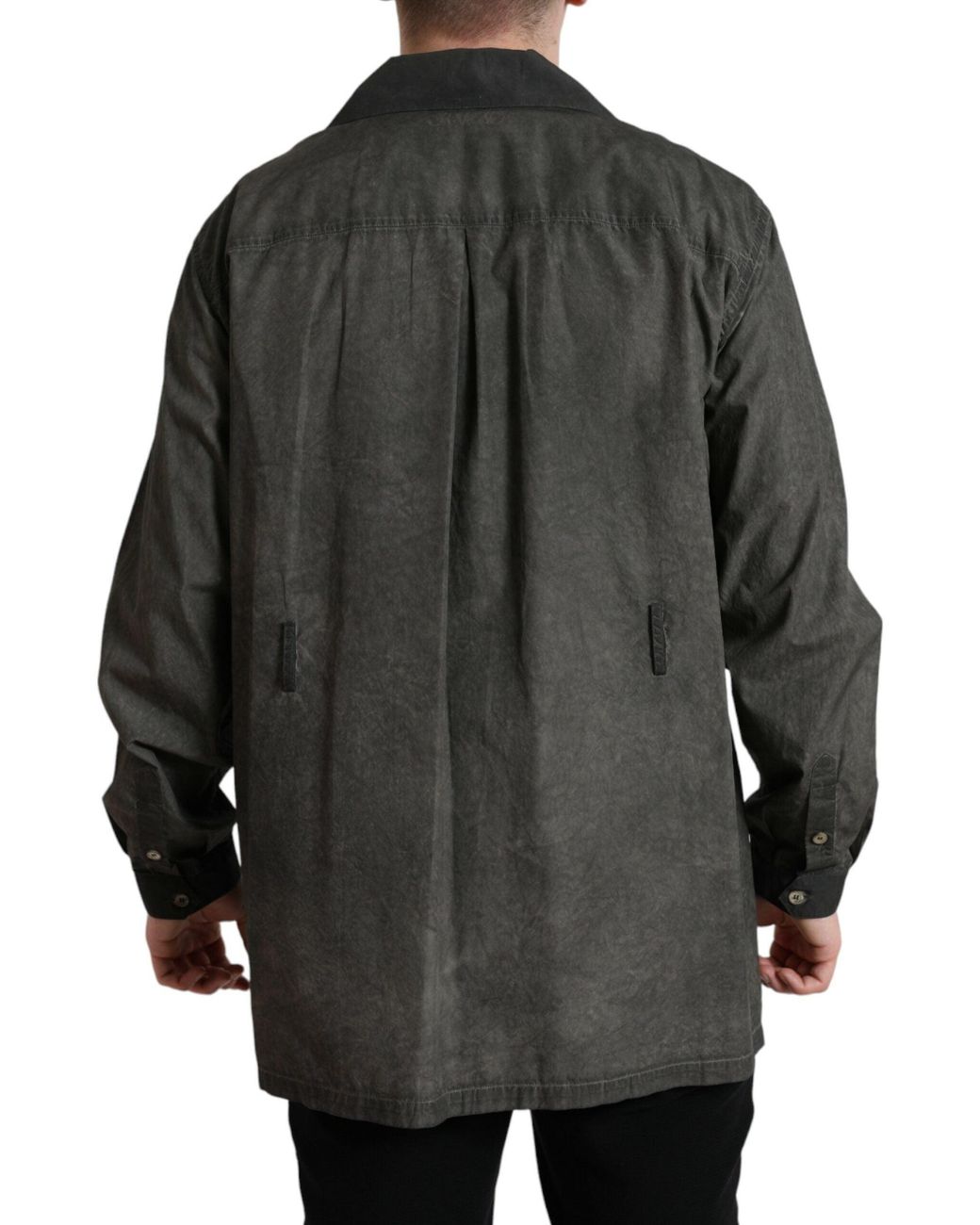 Dolce & Gabbana Black Cotton Collared Long Sleeves Shirt for men