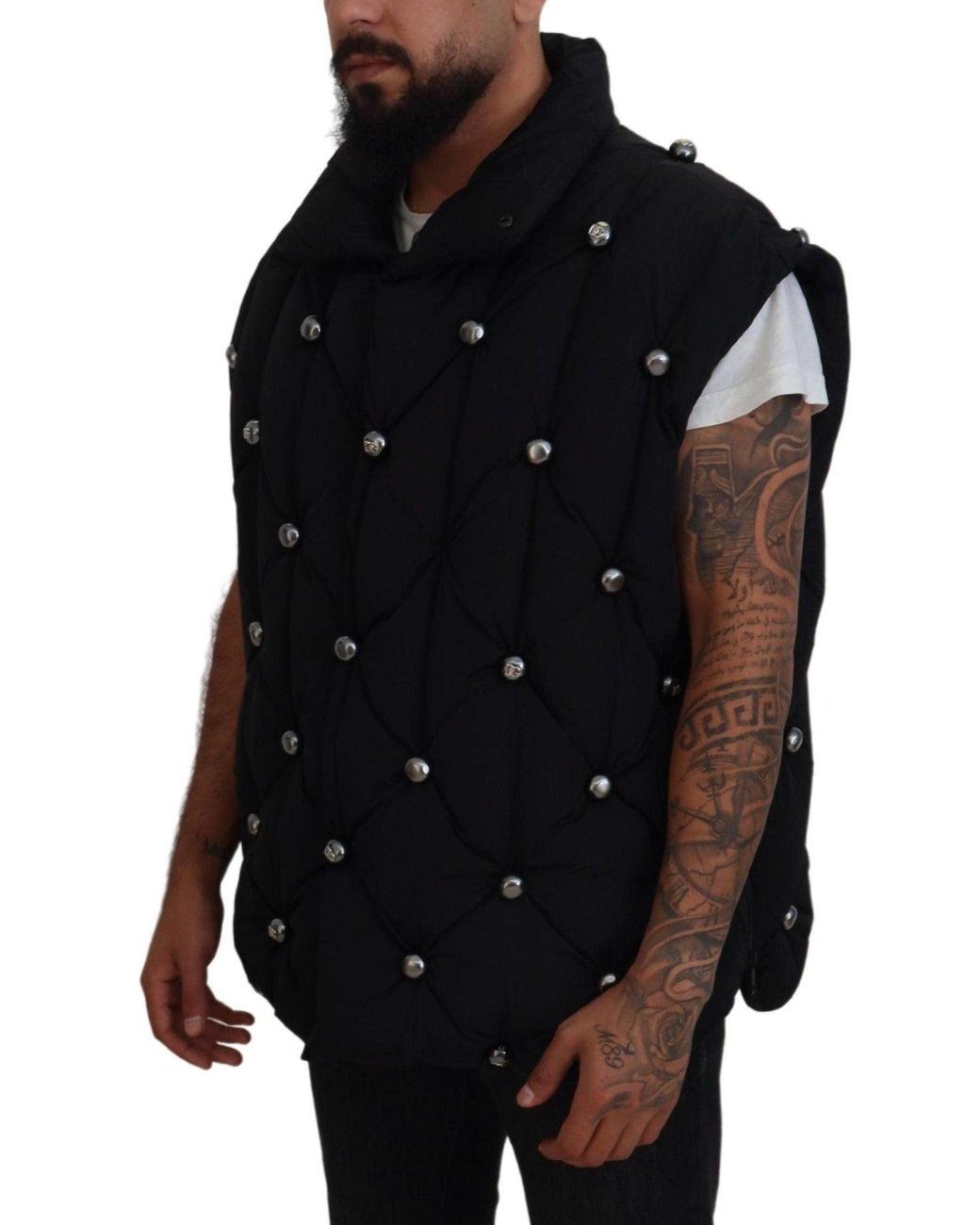 Dolce & Gabbana Black Sleeveless Dg Metal Embellishment Jacket for men