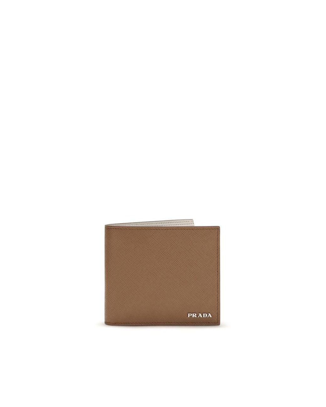 Prada Brown Beige Calf Leather Bos Taurus Wallet for men