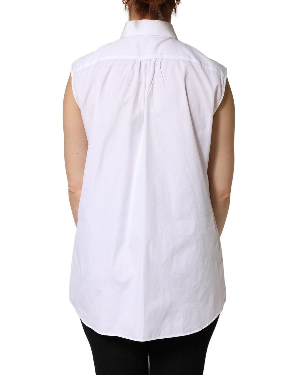 Dolce & Gabbana White Dolce Gabbana Collared Sleeveless Polo Shirt Top