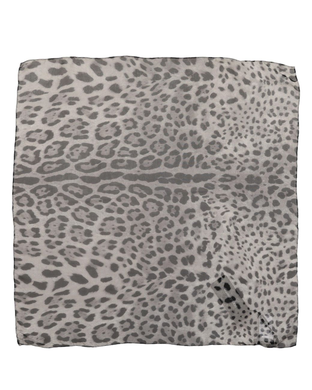 Dolce & Gabbana Gray Leopard Print Silk Square Foulard Scarf