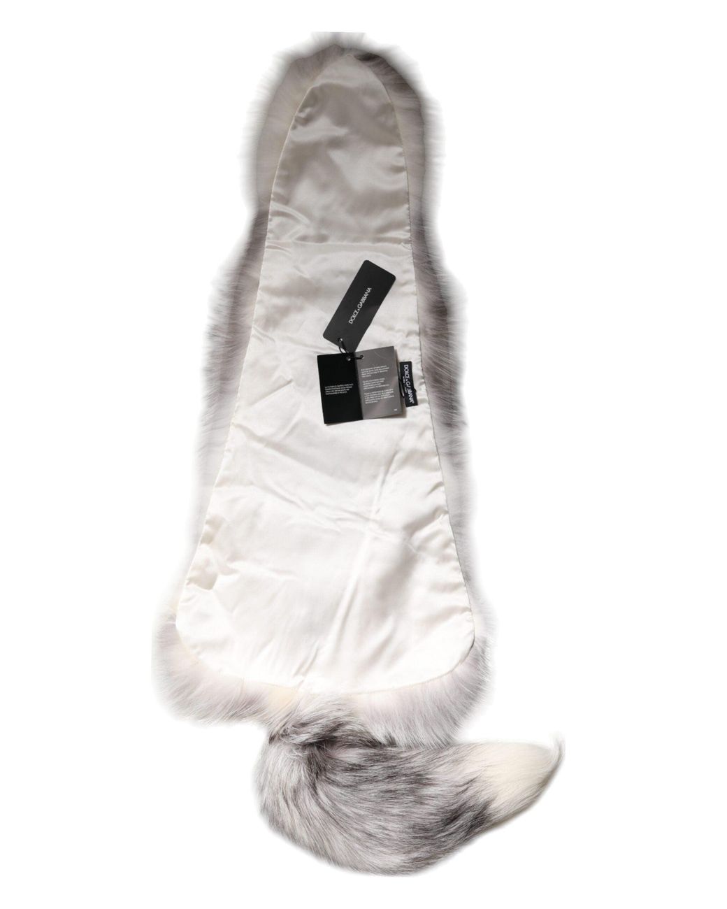 Dolce & Gabbana Gray Fox Fur Neck Wrap Warmer Winter Scarf
