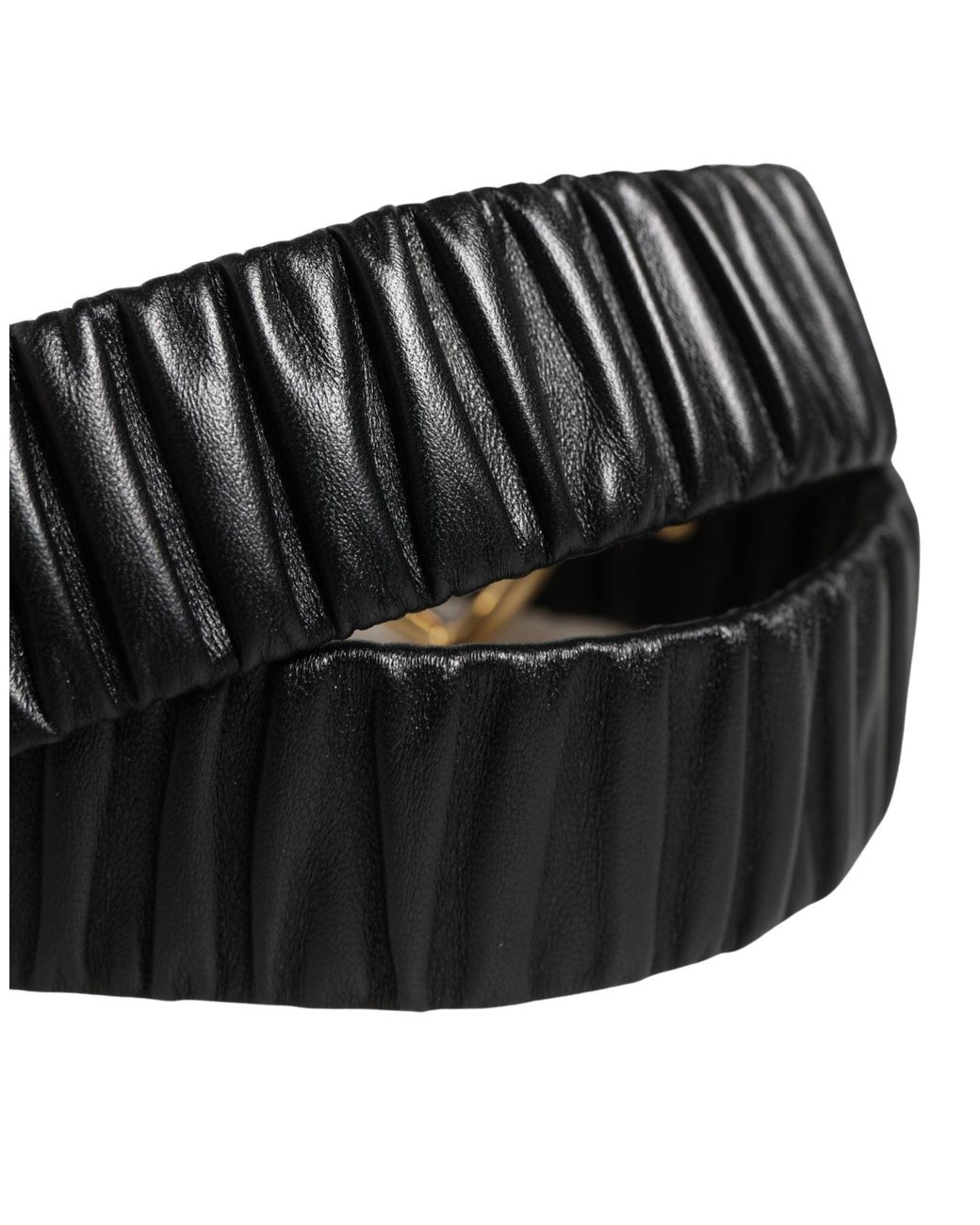 Dolce & Gabbana Black Leather Heart Metal Buckle Belt Calf