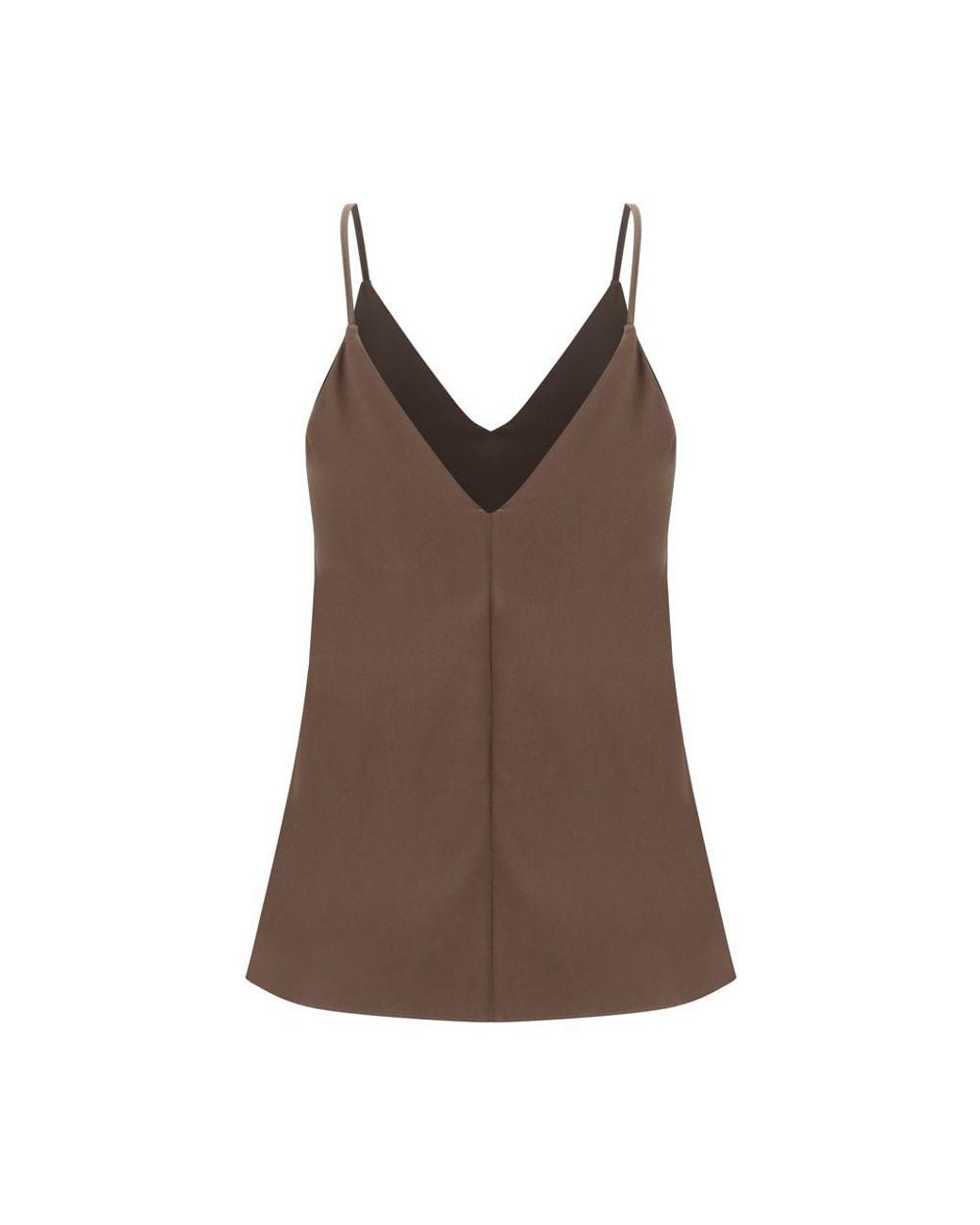 Brunello Cucinelli Brown Silk Sleeveles T