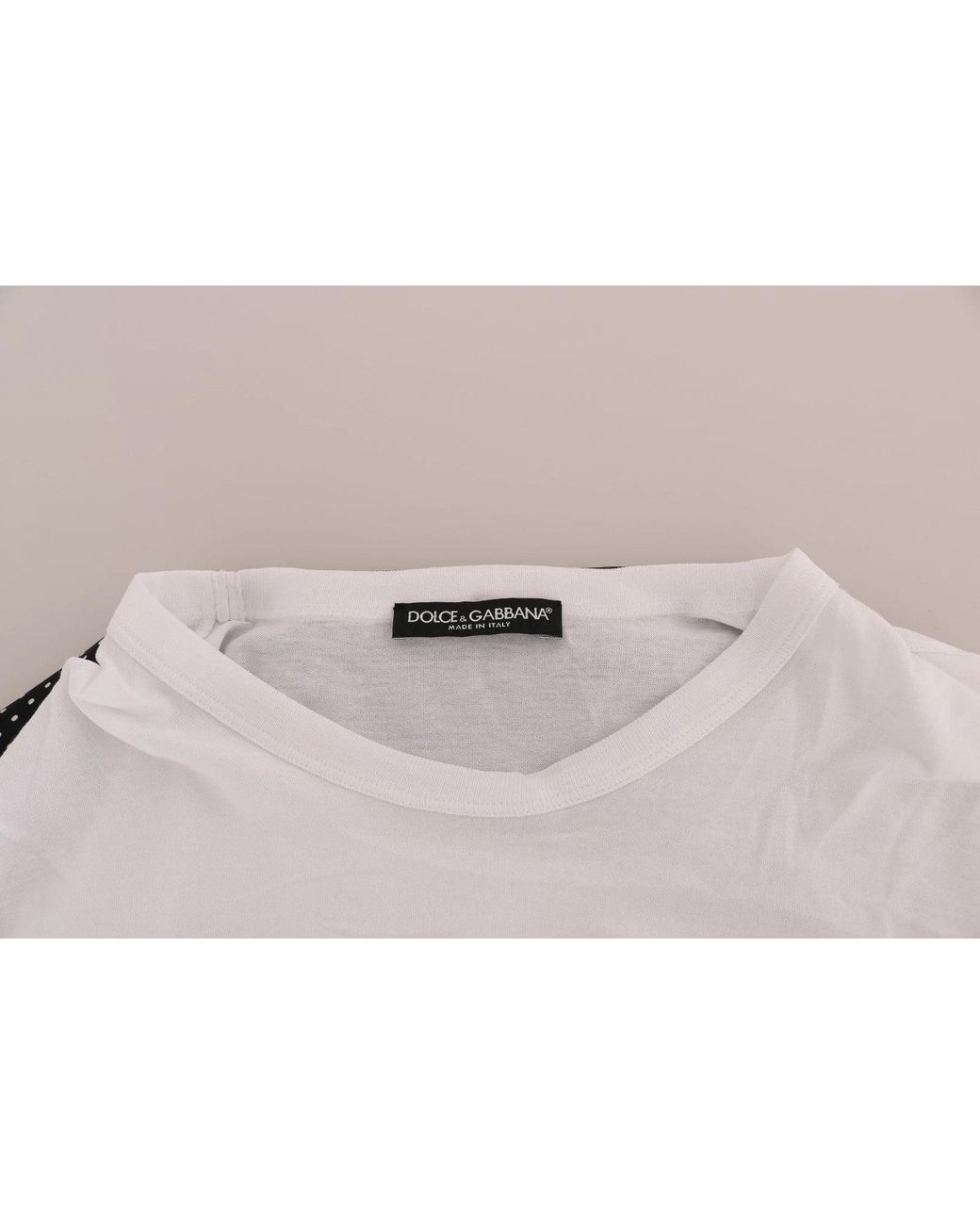Dolce & Gabbana Gray White Cotton Black Silk Scarf Top T