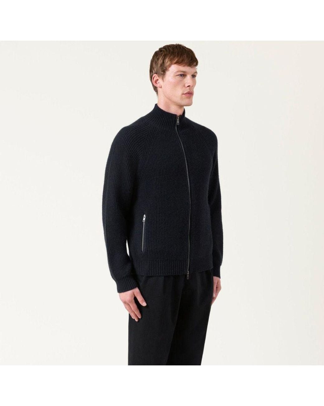 AUTORE Black Wool Cardigan for men