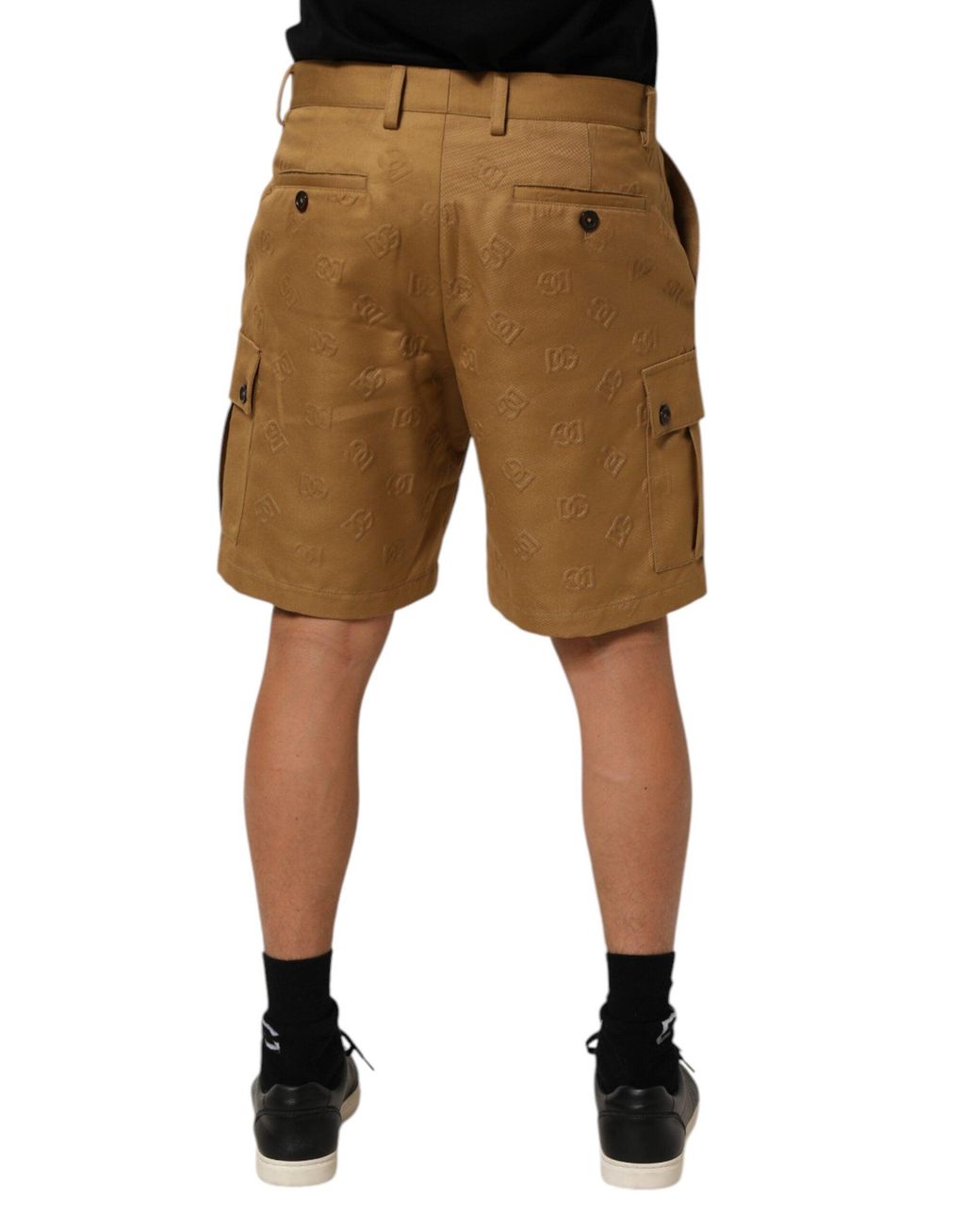 Dolce & Gabbana Natural Brown Cotton Stretch Logo Cargobermuda Shorts for men