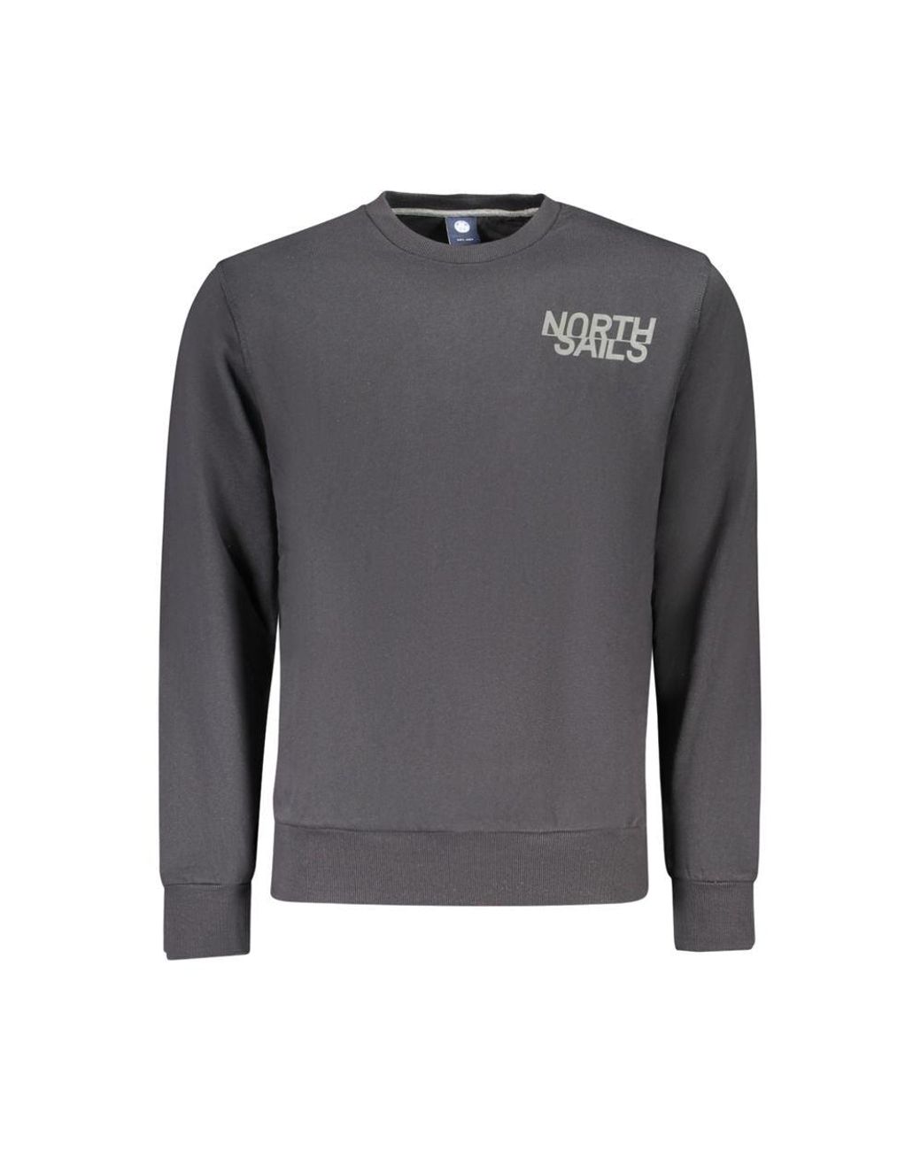 North Sails Gray Black Cotton Men's Sweatshirt for men