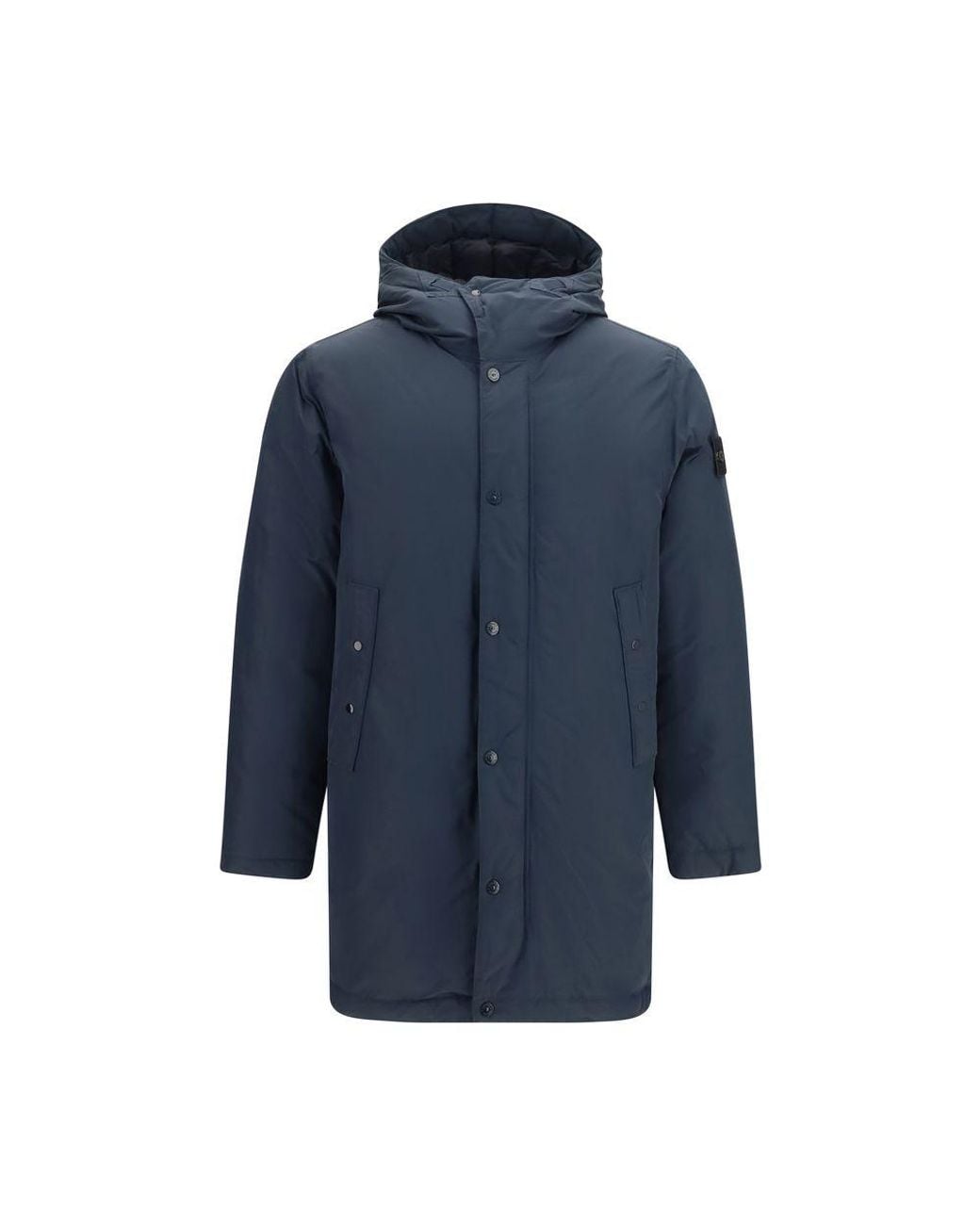 Stone Island Blue Polyester Coat for men