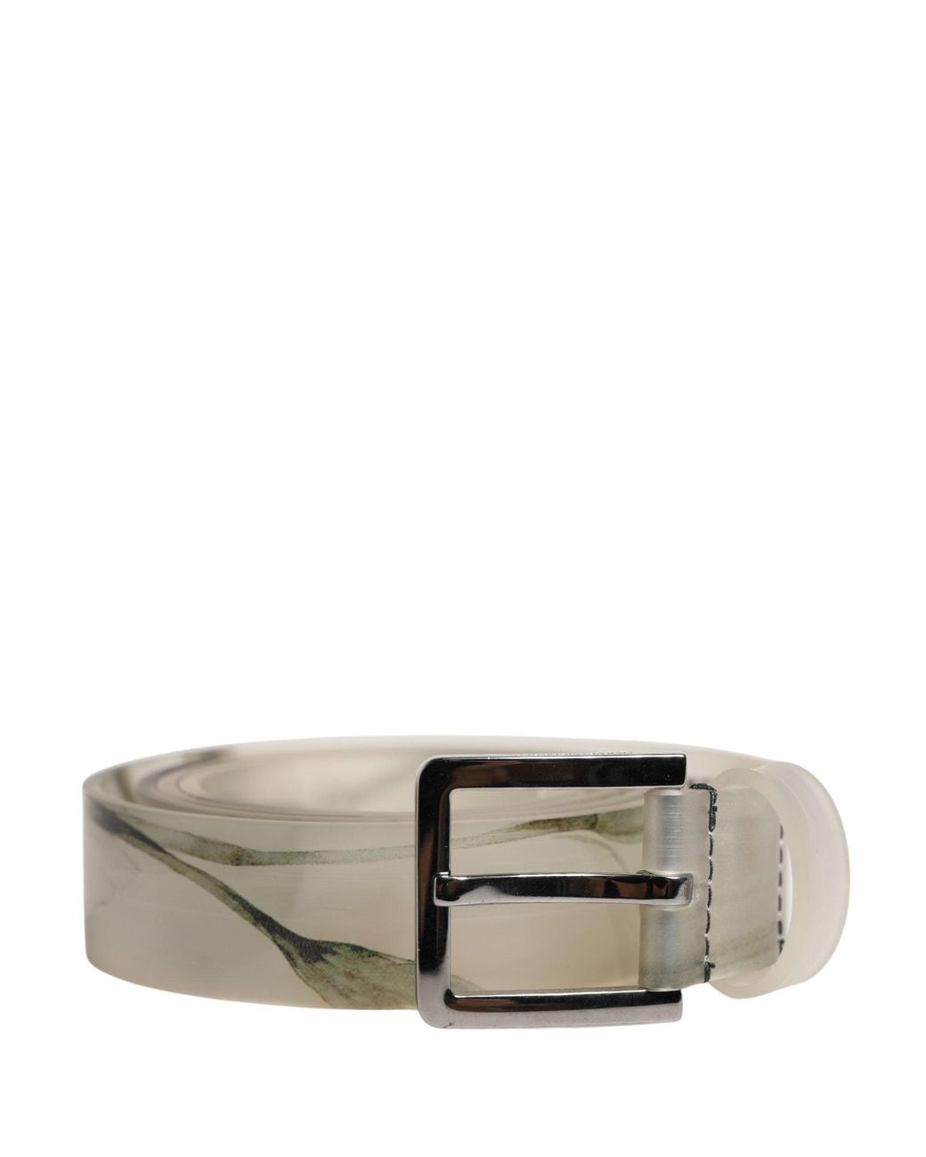 Dolce & Gabbana Gray Floral Pvc Metal Buckle Belt for men