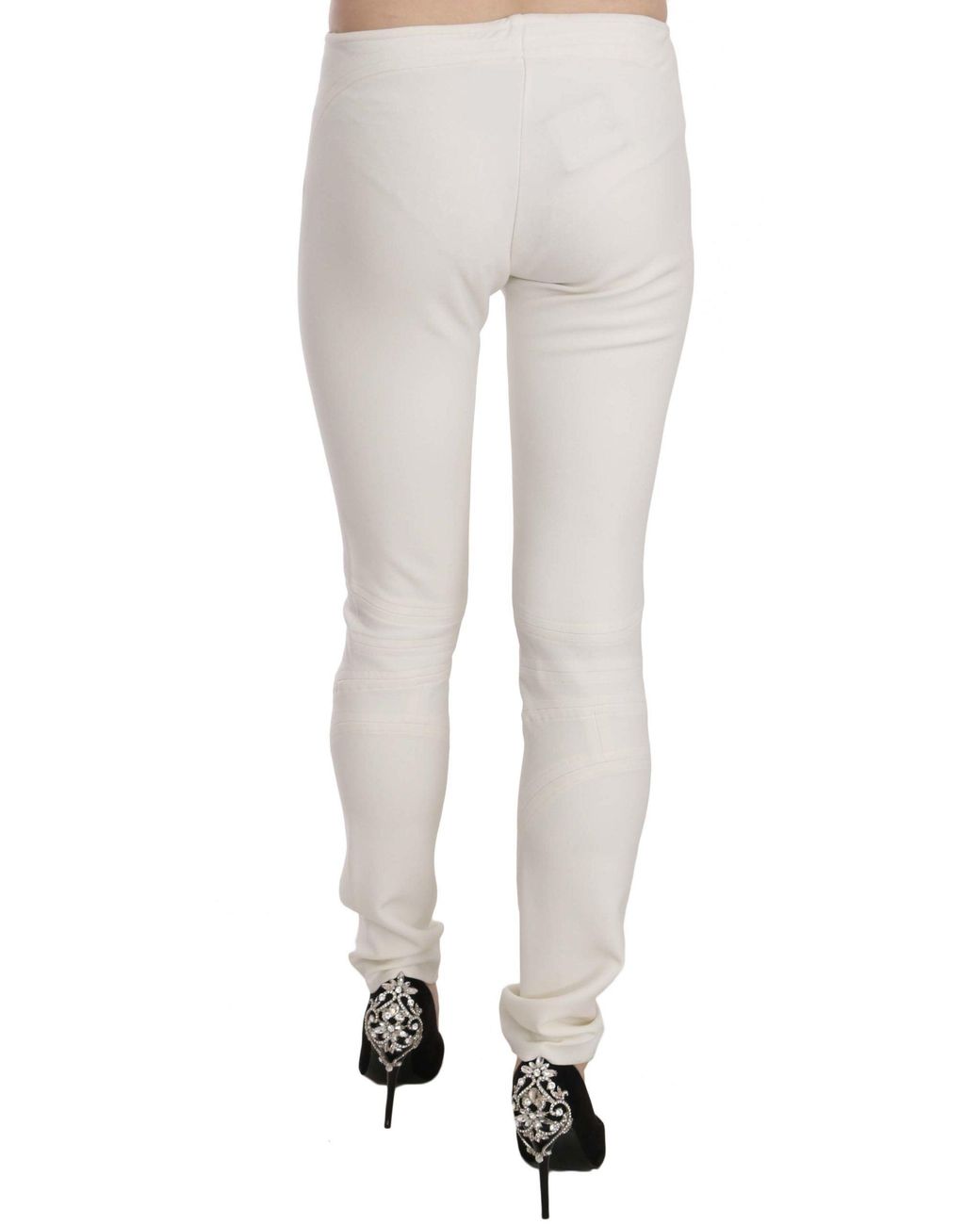 Just Cavalli White Mid Waist Skinny Dress Trousers Pants